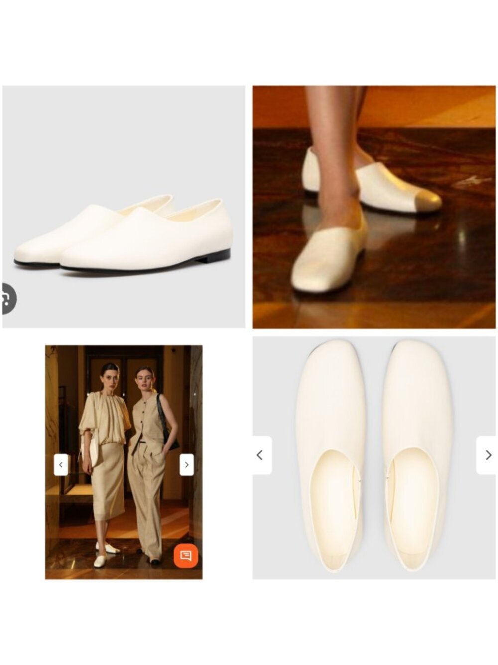 CO White Leather Ballet Flats EU 40 Minimalist Slip On Shoes Italy Soft Leather